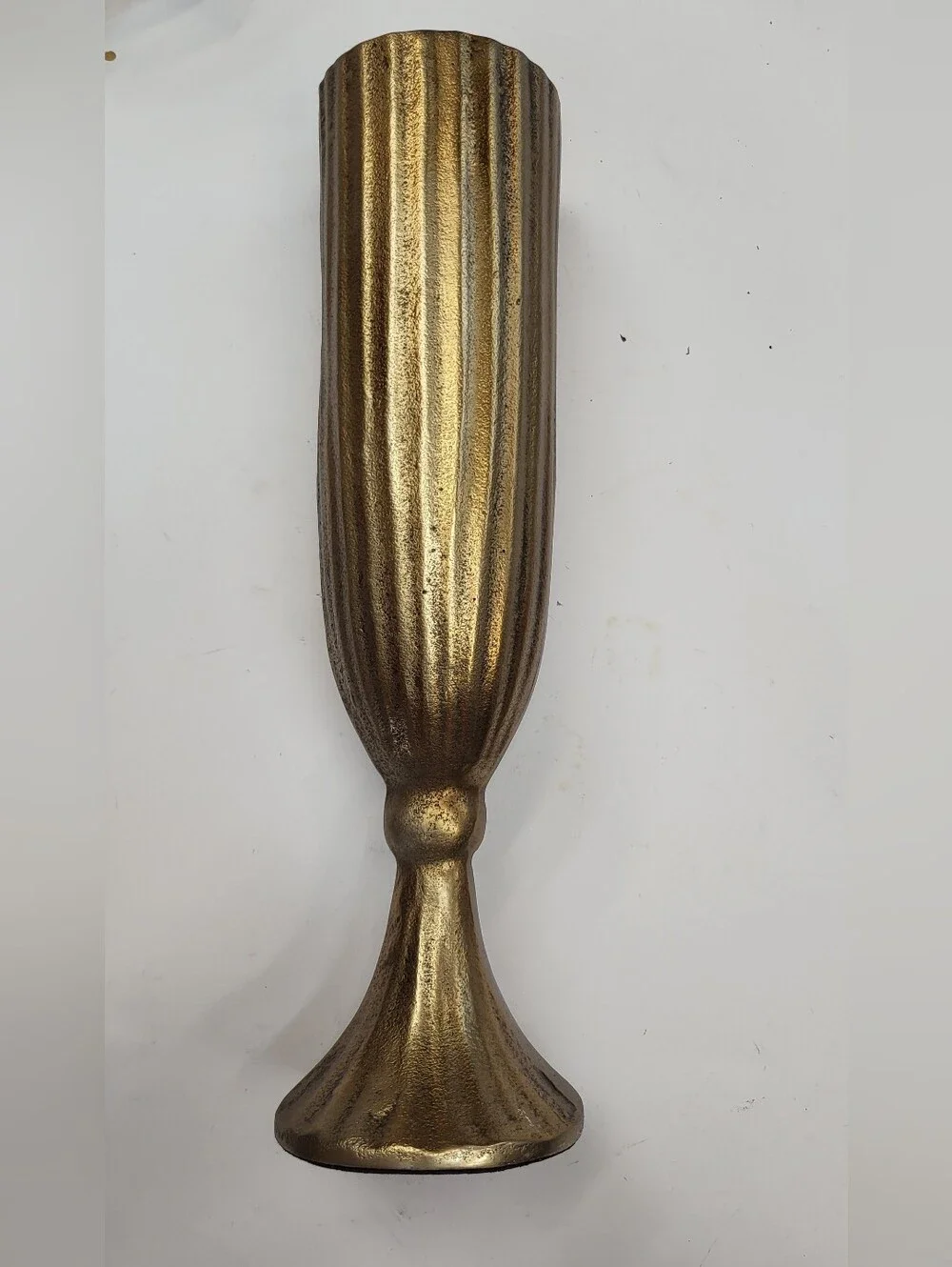 Ubique Tall Gold Metal Decorative Fluted Vase